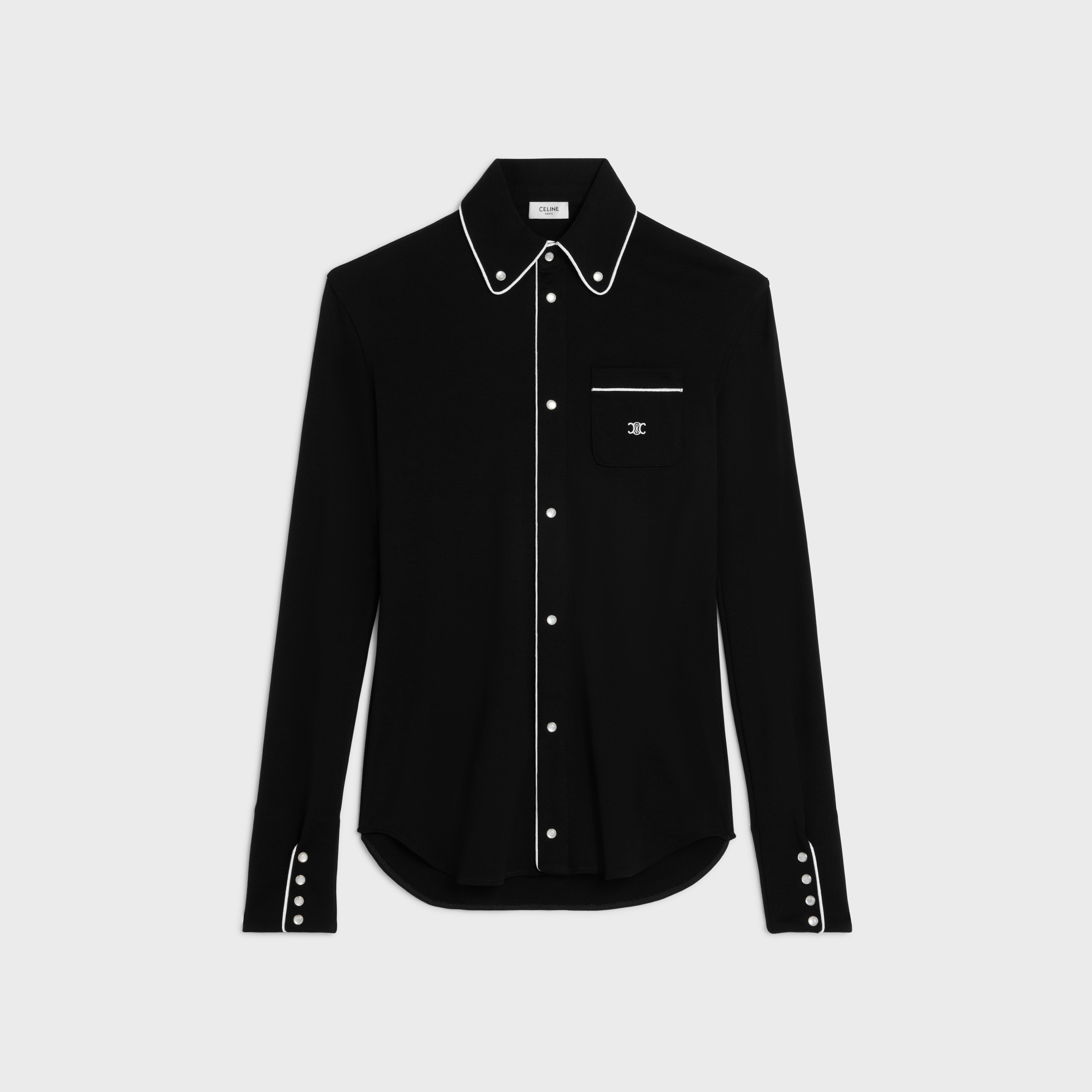 shirt IN cotton jersey - BLACK / WHITE | CELINE